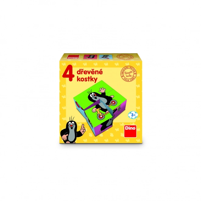 Kocke kubus Krtica les 4 kosi v škatlici 13x13x4cm