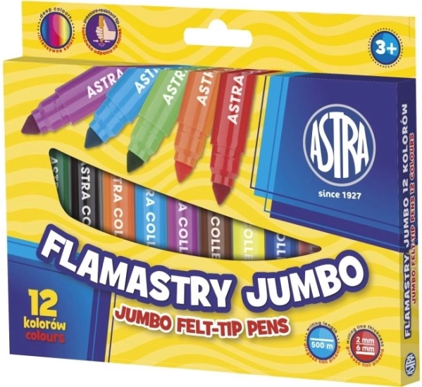 Flomastri jumbo ASTRA 12 kos