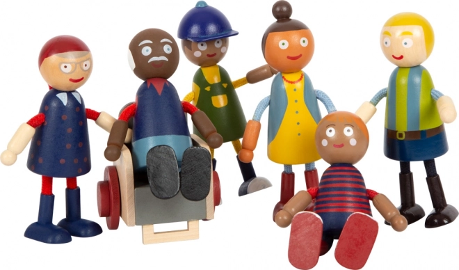 Mini noga Lesene figurice družina z invalidskim vozičkom