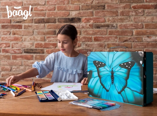BAAGL zložljiv šolski kovček Butterfly s kovinskimi oblogami