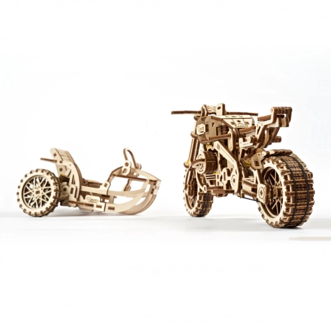 Ugears 3D puzzle Motocikel s prikolico 380 kosov