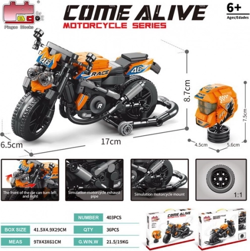 Oranžni komplet motociklističnih kock 403 kos.