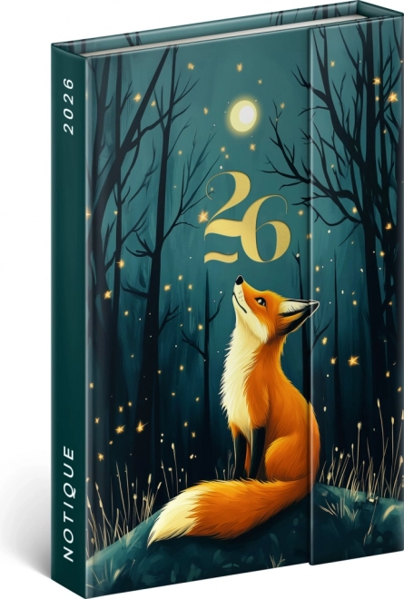 Notique tedenski magnetni dnevnik Lisica 2026, 11 x 16 cm