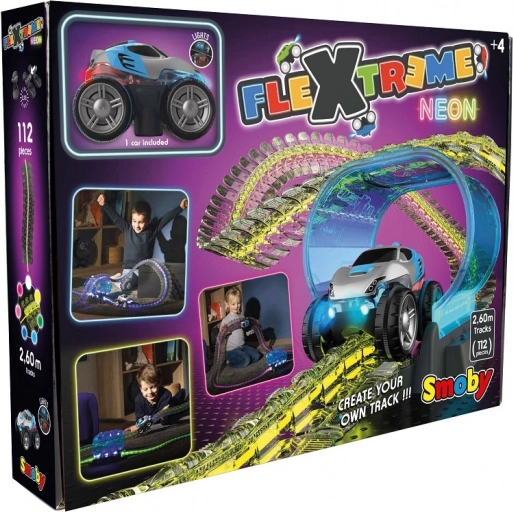 Smoby Flextreme Neon začetna dirkalna proga z avtom