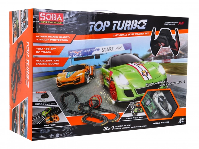 Velika dirkalna steza Top Turbo za otroke 8+ z daljinsko vodenimi avtomobili in interaktivnimi funkcijami