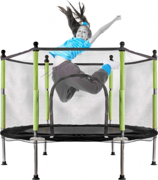 vrtna trampolina za otroke z mrežo zelena 140 cm