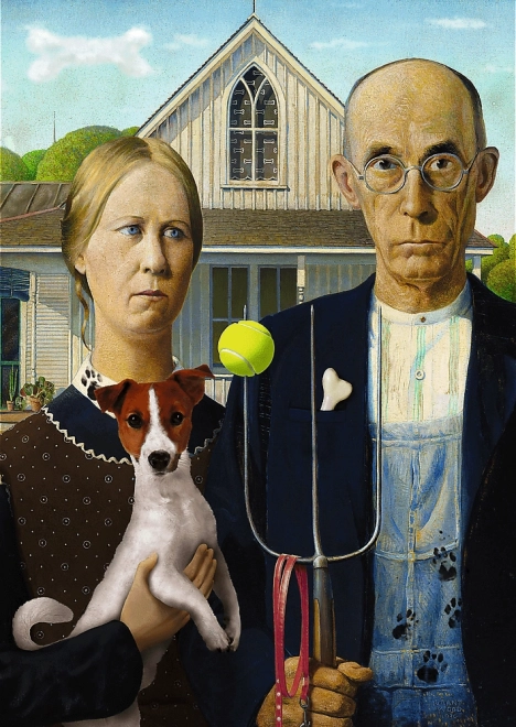 Sestavljanka 500 kosov American Gothic Pasja edicija