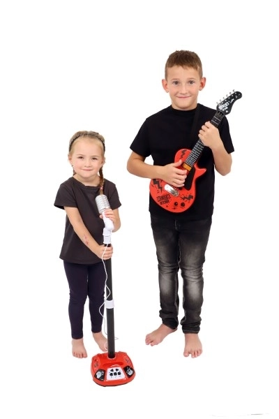 Električna kitara ROCK STAR plast 58cm na baterije z zvokom, svetlobo v škatli 24x62x5,5cm
