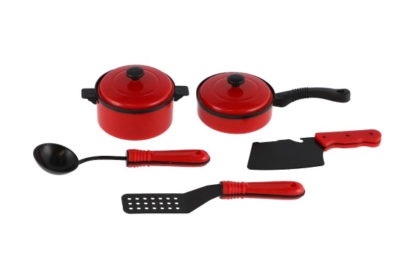 Plastični set posode za kuhinjo 7-delni rdeč na kartici 21x28cm