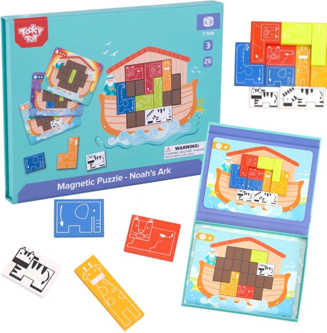 Tooky Toy magnetična logična sestavljanka Noetova barka – 26 delov
