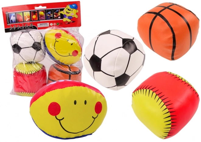 Mehke športne žoge Košarka Rugby Nogomet Baseball Set 4 kos.