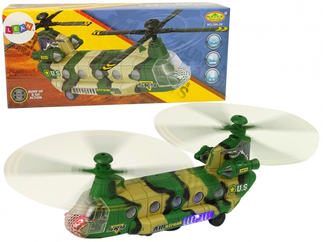 Vojaški helikopter z LED lučmi in zvoki