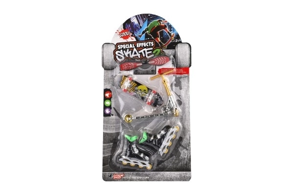 Set skateboard, waveboard, rolerji, prstni skiro plastični mix vrst na kartici 16x30cm