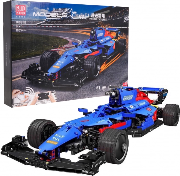 Komplet za sestavljanje dirkalnika F1 na daljinsko upravljanje, moder, 1065 delov