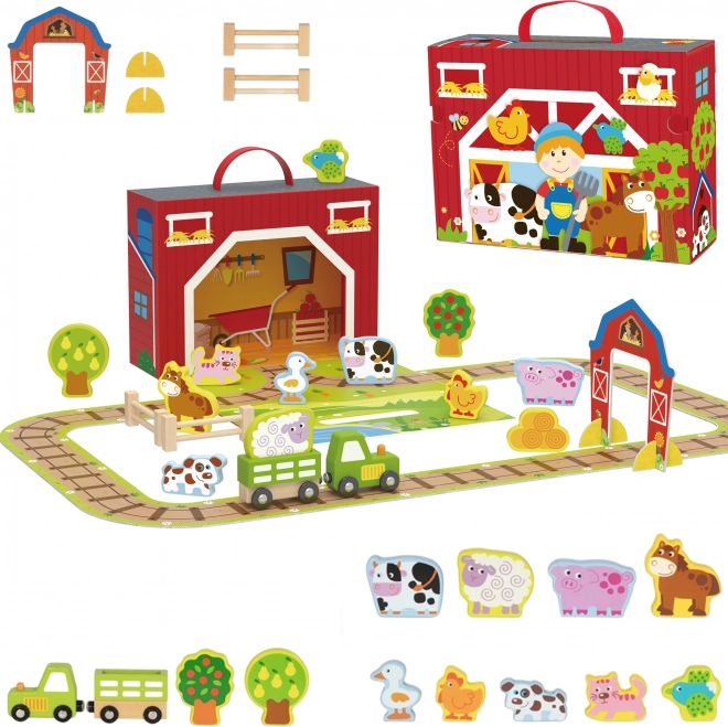 Lesena kmetija v kovčku Tooky Toy