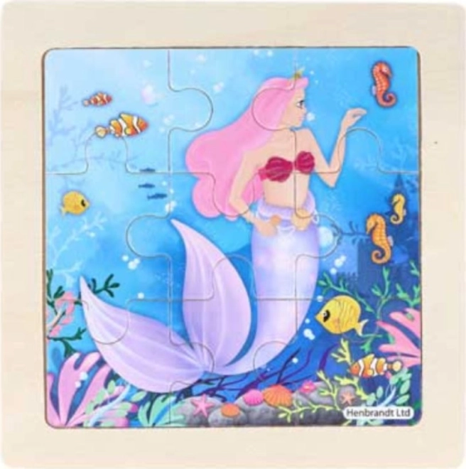 Lesene puzzle morska deklica, 9 kosov