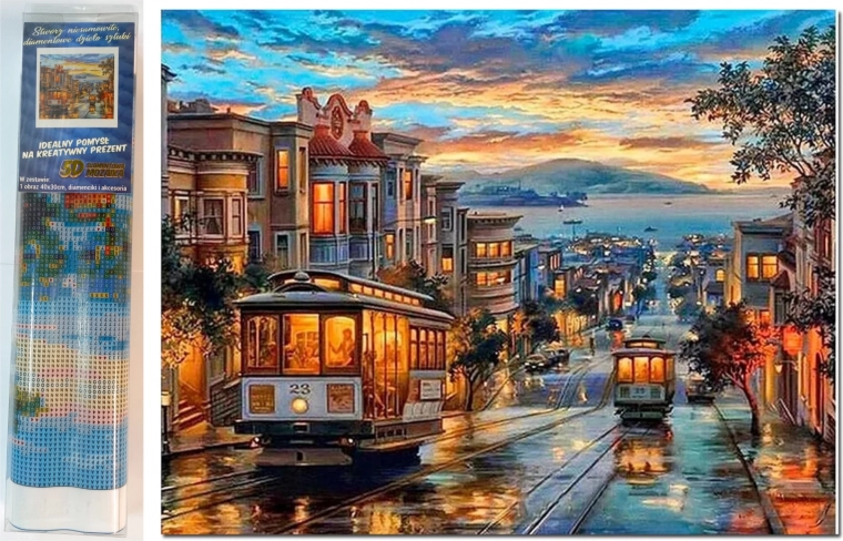 diamantno slikanje tramvaj v mestu 30 × 40 cm