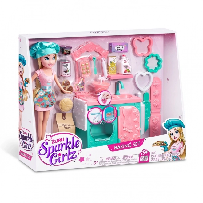 Pekovska garnitura Sparkle Girlz s punčko 27 cm
