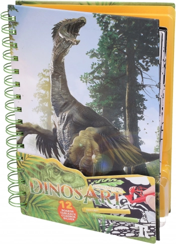Žametne pobarvanke DINOSART – dinozavri, 12 plošč in mini flomastri