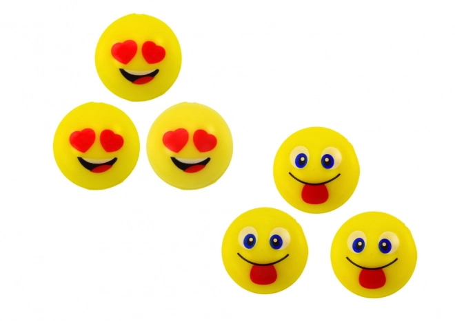Set rumenih skakajočih žogic Emoji 6 kosov