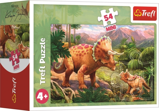 TREFL Puzzle Neverjetni dinozavri: Triceratops z mladičem 54 kosov