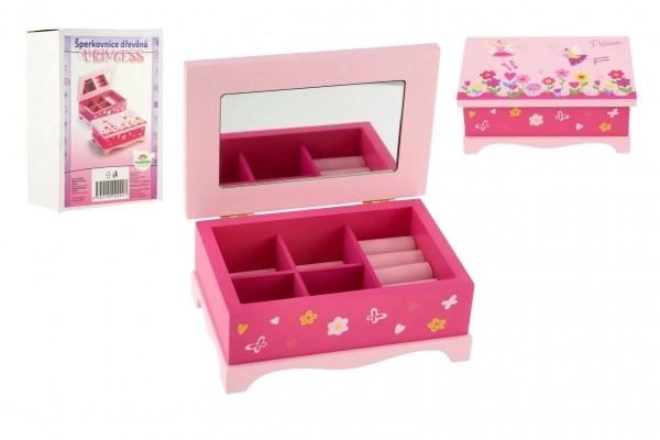 Škatlica za nakit Princess z ogledalom les 17x7x11,5cm v škatli