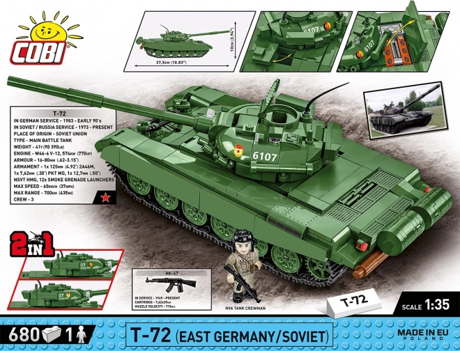 COBI 2625 Oborožene sile T-72 (DDR/SOVJET), 1:35, 680 k, 1 f