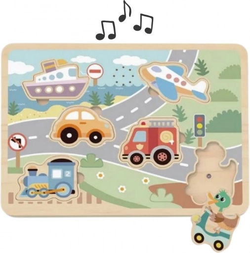 Tooky Toy lesene interaktivne sestavljanke vozila