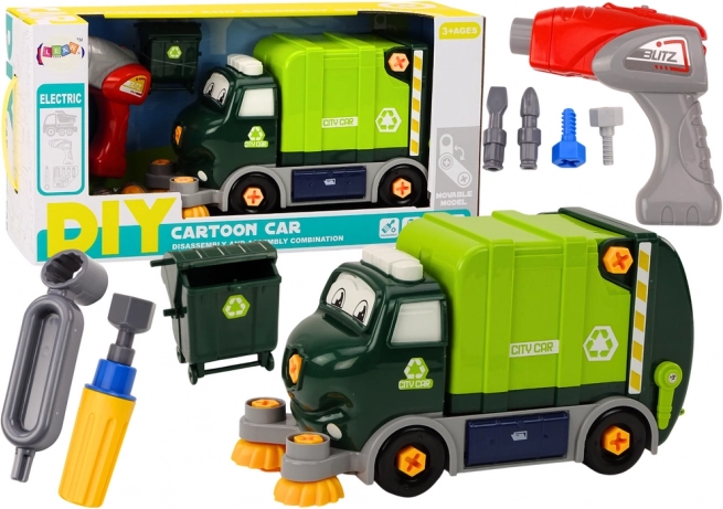 Risani reciklažni tovornjak za DIY montažo – zelen