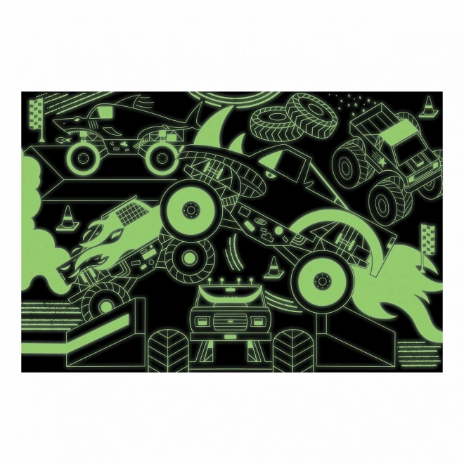 Sestavljanka Svetleči Monster Trucks od Mudpuppy - 100 kosov