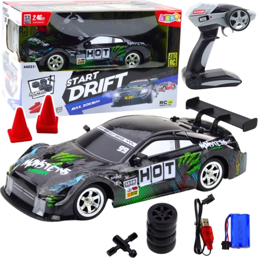 RC dirkalni avtomobil za drift črno-zelen 30 km/h 1:16