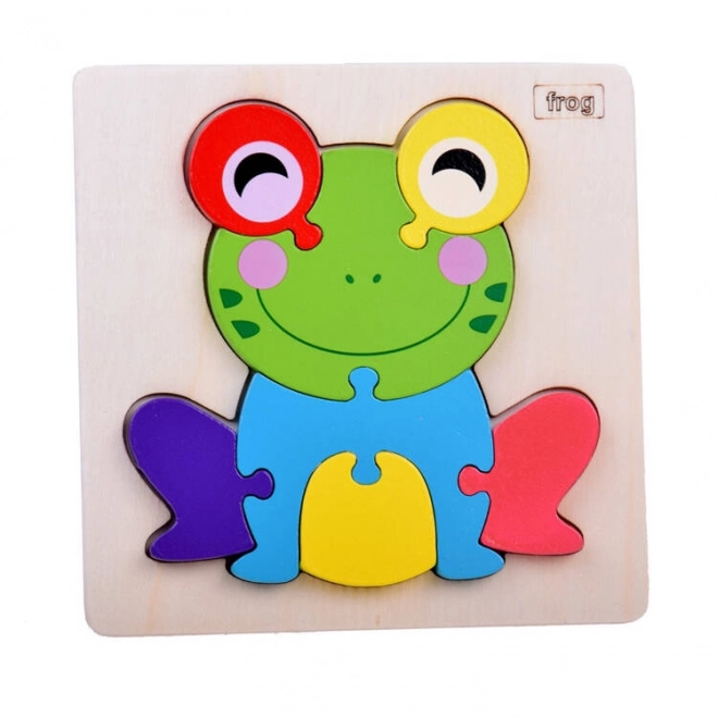 Lesena 3D sestavljanka Žaba Montessori