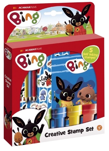 Set žigov in nalepk Bing Bunny v škatli 18x25x3,5cm