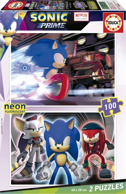 Svetleči puzzle Sonic Prime 2x100 koščkov