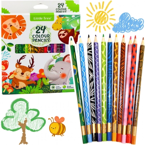 set barvnih lesenih barvic 24 barv