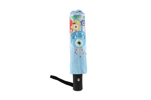 Zložljivi dežnik Pošasti z vzmetnim mehanizmom, blago/kovina 28 cm moder v vrečki