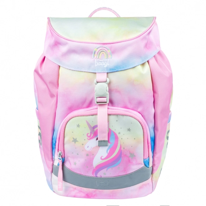 BAAGL SET 3 Airy Rainbow Unicorn: šolska torba, peresnica, vrečka