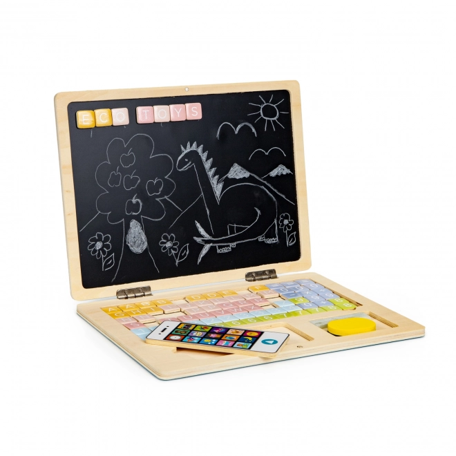 ECOTOYS Leseni prenosnik s pametnim monitorjem - moder