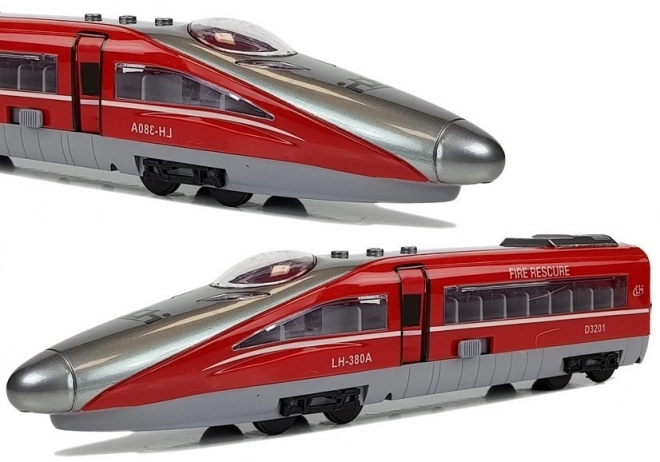 Rdeči vlak Pendolino z vlečnim mehanizmom z zvokom in lučmi