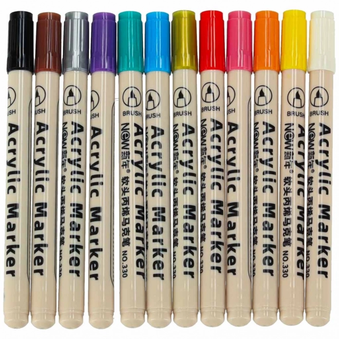 Vodoodporni akrilni markerji za tekstil in kamne DIY 12 kos