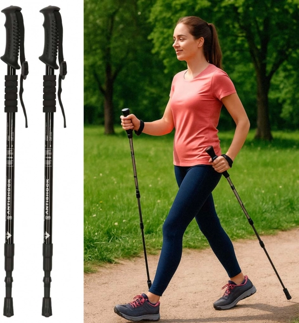 Zložljive pohodne palice Nordic Walking, črne, 2 kos