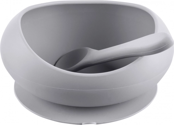Silikonska skleda z visokimi robovi in priseskom, Dove Grey