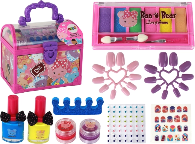 Rožnata lepotna set škatla DIY ličila in nohti