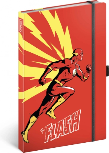 Notes črtasti zvezek THE FLASH z elastiko in držalom za svinčnik