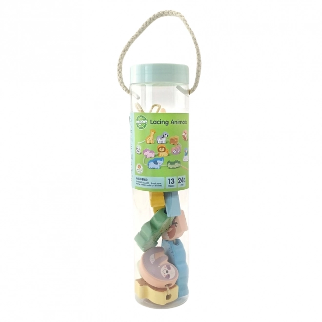 WOOPIE GREEN lesena natikanka ZOO Montessori komplet 13 delov
