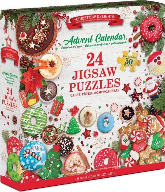 Adventni koledar s sestavljankami Eurographics 24 x 50 kosov – Božične dobrote