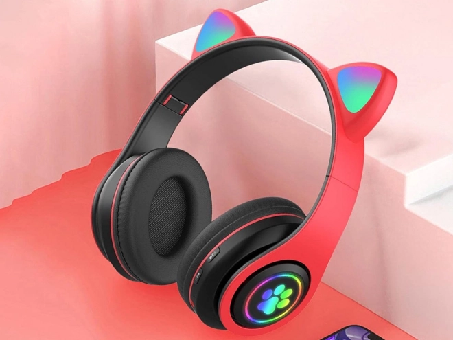 Brezžične slušalke bluetooth radio fm mp3 mačja ušesa led osvetlitev