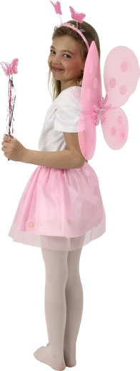 Fluffy pink skirt and butterfly wings
