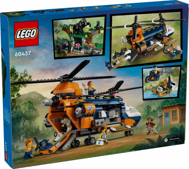 LEGO City 60437 Helikopter za raziskovanje džungle v osnovnem taborišču
