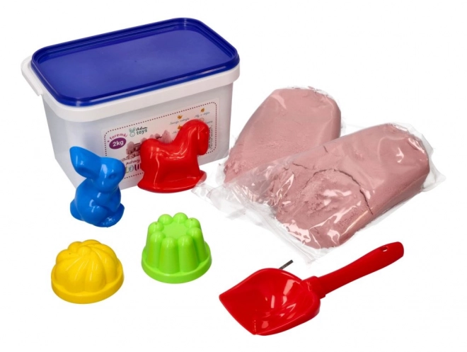 ADAM TOYS Kinetični pesek roza 2 kg + kalupi in lopatka